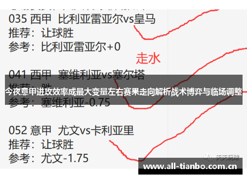 今夜意甲进攻效率成最大变量左右赛果走向解析战术博弈与临场调整